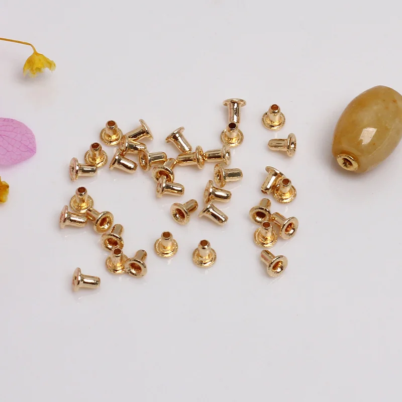 25pcs Gold Plated Brass Bullet Bead Plug Anti-Wear Hole Blocked Caps For DIY Pearl Loose Beads Hole Holder Jewelry Accessories