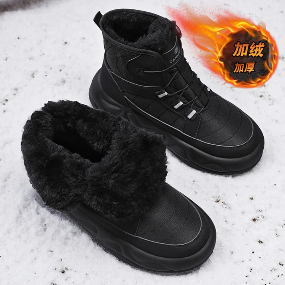 الشتاء القطيفة عالية أعلى أحذية الرجال البريطانية الرجعية ملابس العمل أحذية سميكة سوليد الأحذية الحرارية أحذية قصيرة منصة الأحذية