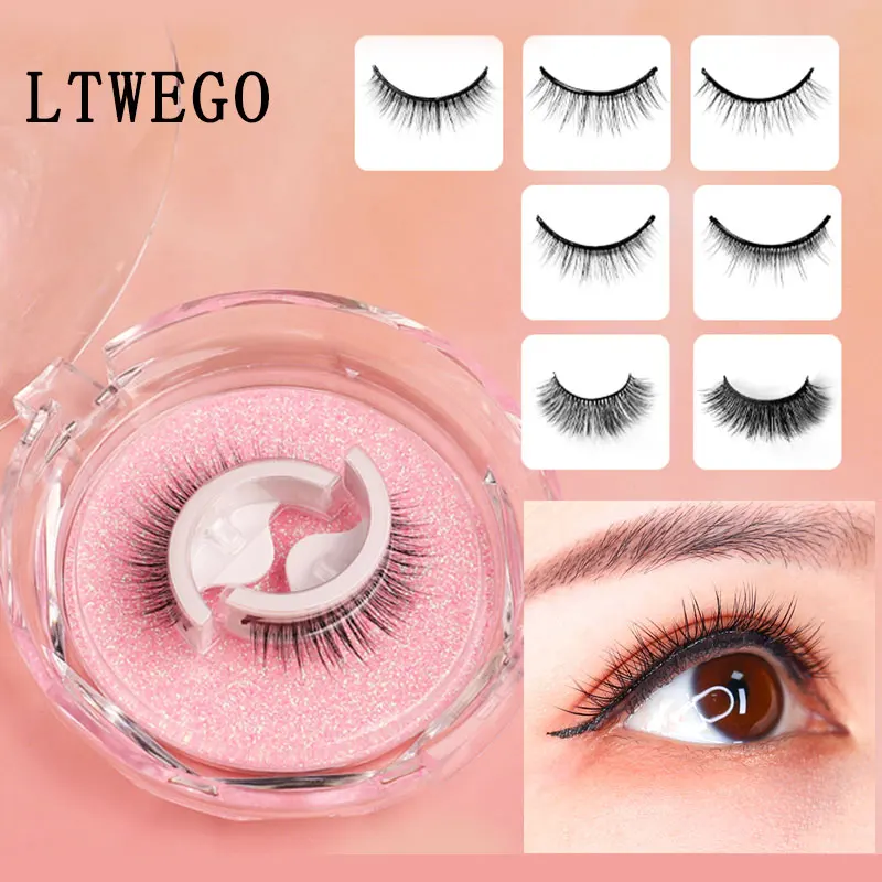 1 Pair Self-adhesive False Eyelashes Reusable 3D Mink Lashes Glue-free Eyelash Extension 3 Seconds to Wear No Glue Needed Lashes