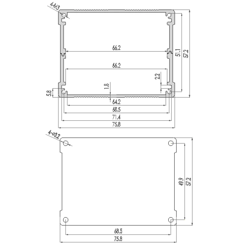 Battery Boxes  Aluminum alloy  aluminum profile box split  circuit board shell 100x76x57mm