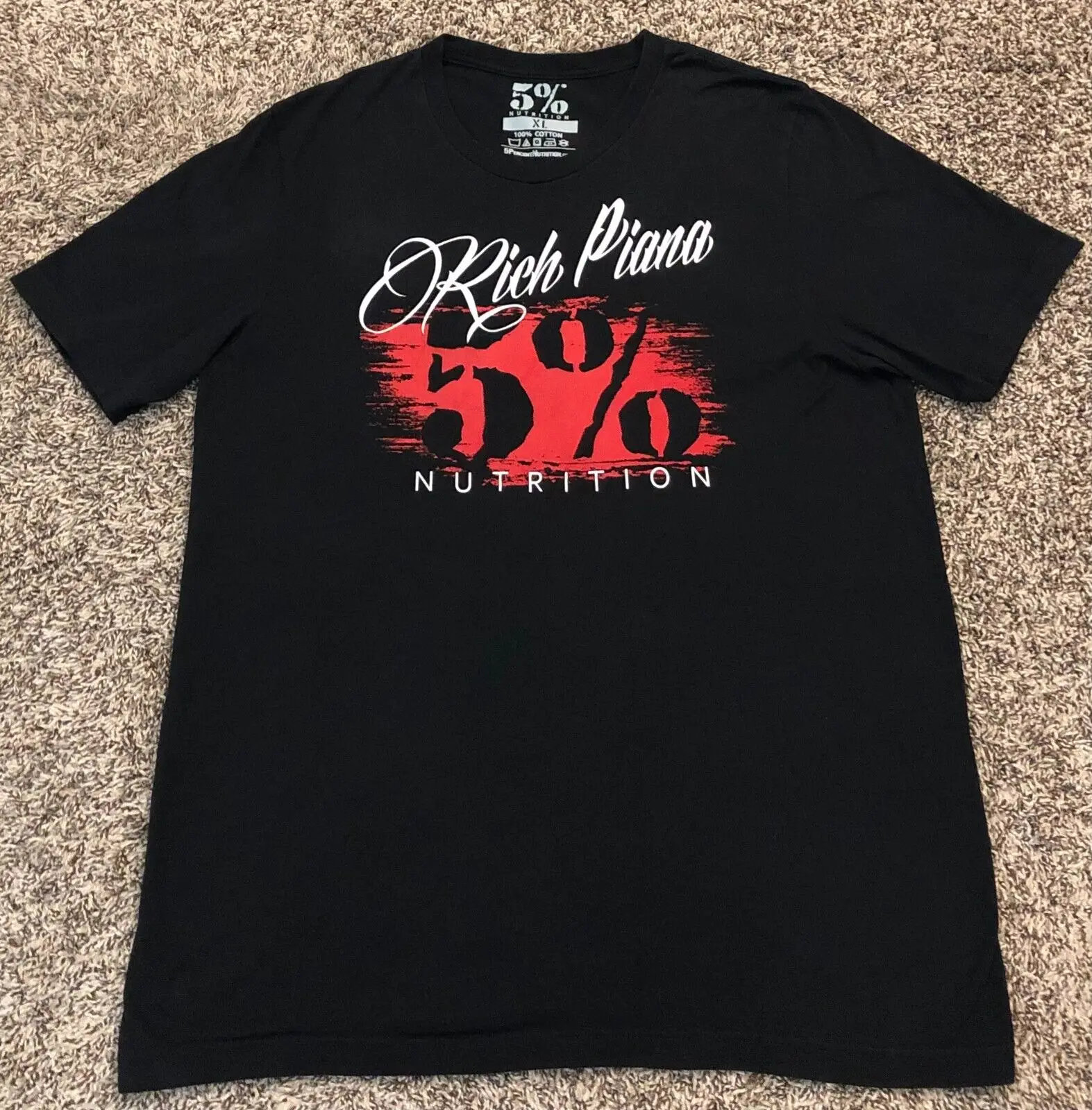 Rich Piana 5% Nutrition Bodybuilding Gym Men\'s Black T-Shirt Size XL