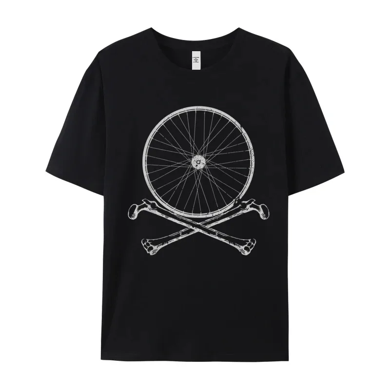 O Neck Bicycle Crossed Bones Mountain Bike Cotton Mens T-shirts Casual Short Sleeve Tees Newest Printed T-shirts