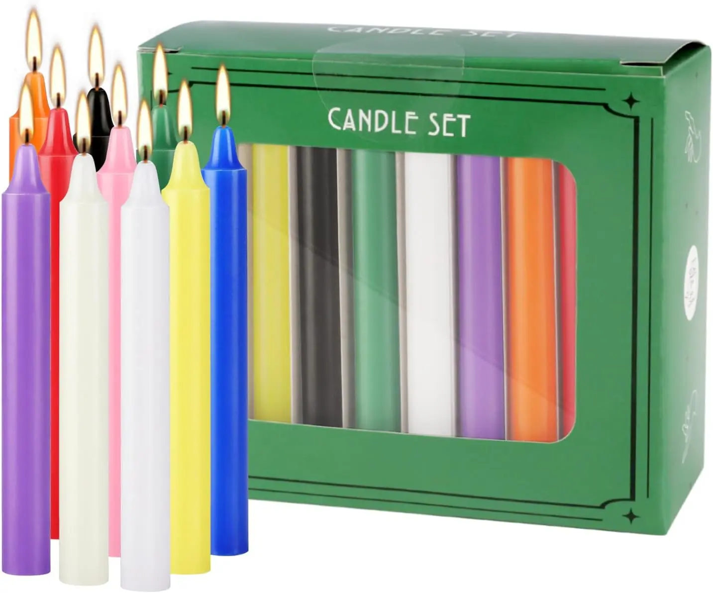 20 Colorfuled Small Waxs, No Drip, Smoke-Free, Scented Candles, Hand-Pulled, High-Quality, Suitable for All Places, and Various Holidays. We Only Uses the Tapered Candles Made of High-Quality Wax, so That the Burning of the Candle, You Will See the Same Color of the Candle Itself. , You Will Make Sure Its Straight Lines and Soft Light.