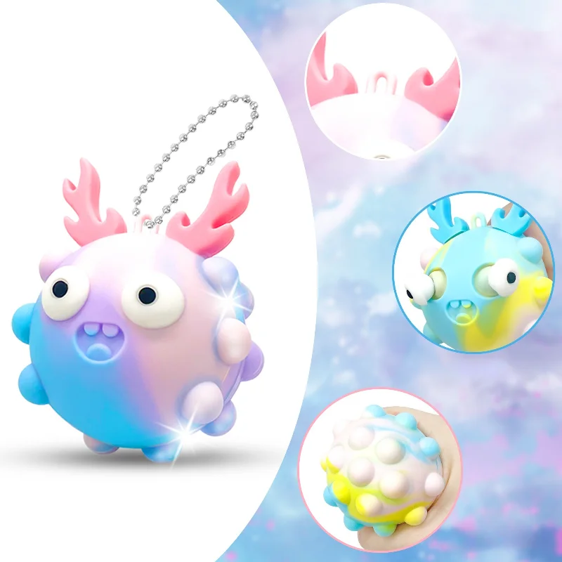 Cartoon Squeeze Spielzeug Silikon Auge Blase Ball Schlüsselbund Anhänger Neue Novely Spielzeug Zufällig Stil Stressabbau Spielzeug 1 stücke