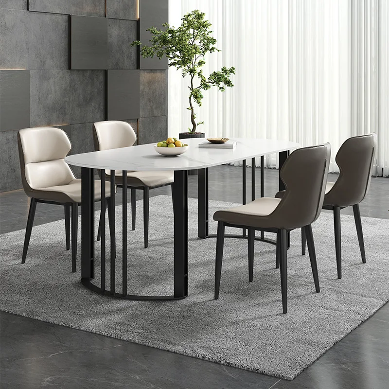 

Обеденные столы для небольшой квартиры, простой современный дом, гостиная, каменная плита, обеденные столы, белая овальная длинная мебель La Mesa JTD