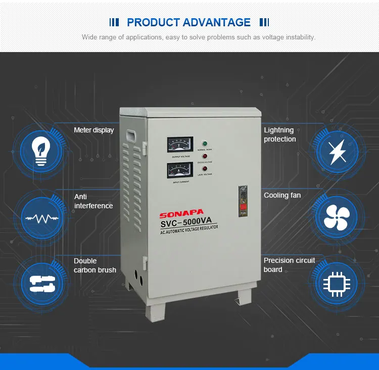 Svc-30 Kva Meter Display Servo Motor Ac Automatic Voltage Regulator Stabilizer