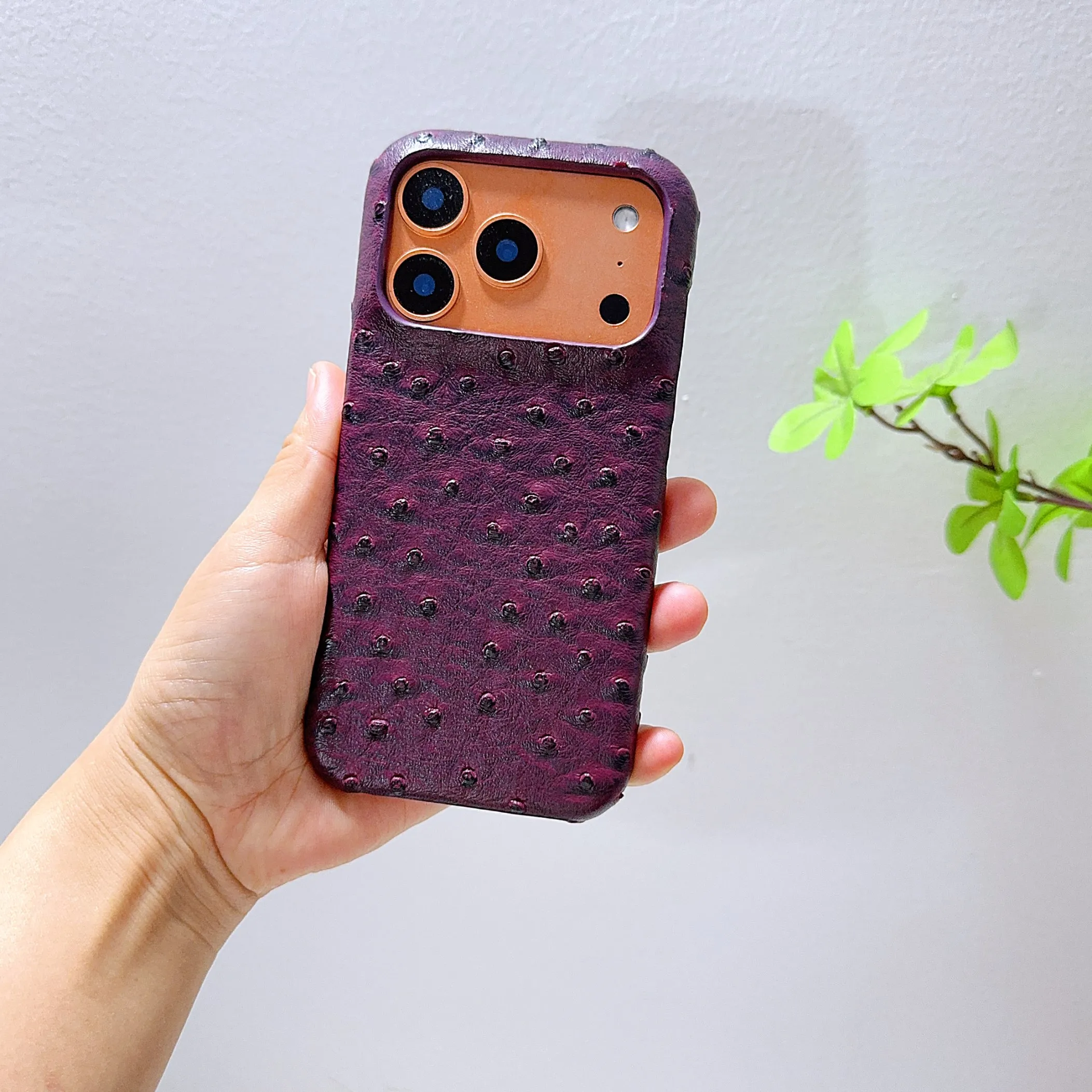 3D Retro Straußenleder-Textur PU-Lederhülle für iPhone 17 16 15 14 Handyhülle 18 17 16 13 Pro MAX Harte Stoßfeste Rückseite Funda
