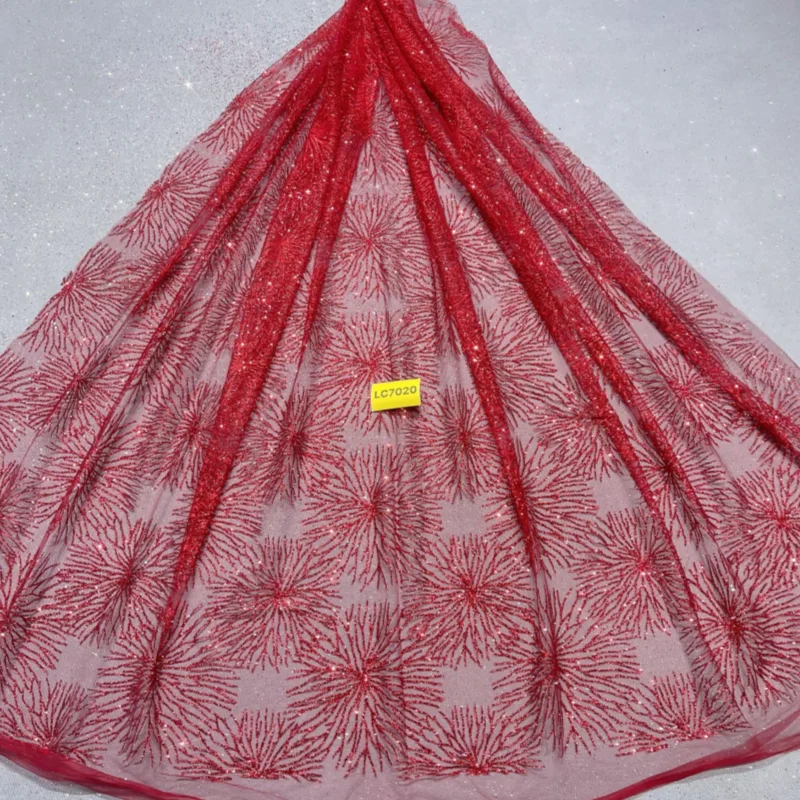 

10 Yards Fadhion Red Patterned Wedding Dress Fabric with Mesh Gold Spray Lace 150cm Wedding Party Spray gold Tull fabric