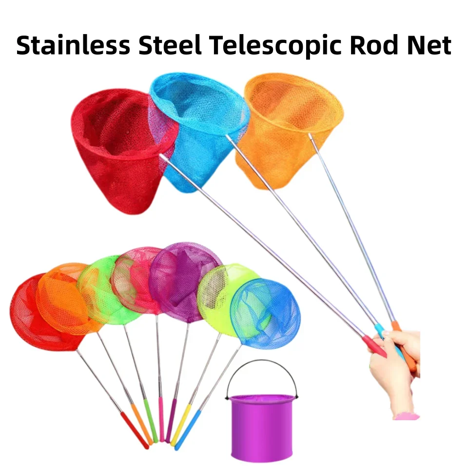 Retractable Fishing Net Insect Butterfly Dragonfly Net Outdoor Portable Fishing Net Children Fun Game Fishing Toys