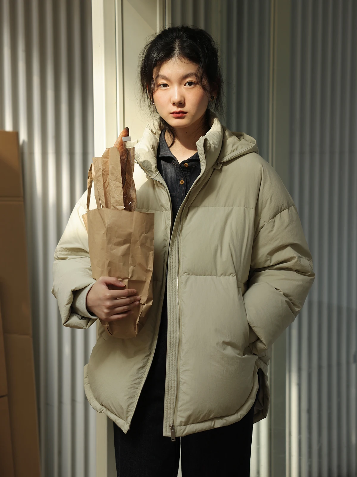 

Solighter Women's ort Puffer Jaet Hooded Du down Stand Collar Loose Fit Winter Coat Thiened Casual Retro Sle Zipper