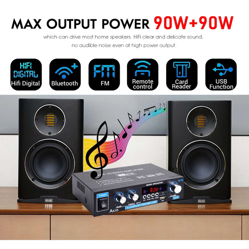 Woopker AK52 Pro/AK55/AK45 Pro/AK35 HiFi-Leistungsverstärker 2.1-Kanal Bluetooth-Audioverstärker Subwoofer-Ausgang Digitaler Stereo-Receiver – Detail 20