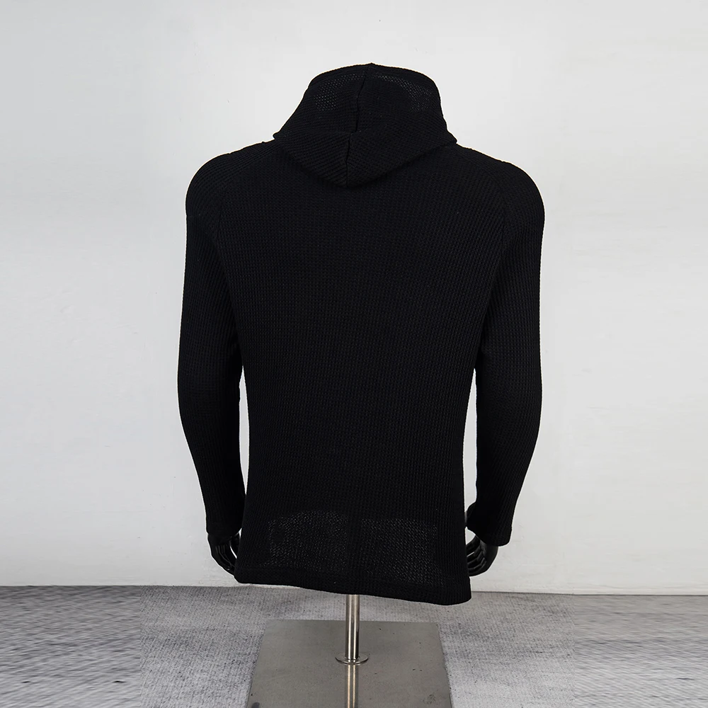 High Street Solid Color Metal Logo Pullover Hooded Tshirts Mens and Womens Vintage Casual Loose Long Sleeve Shirts Oversized