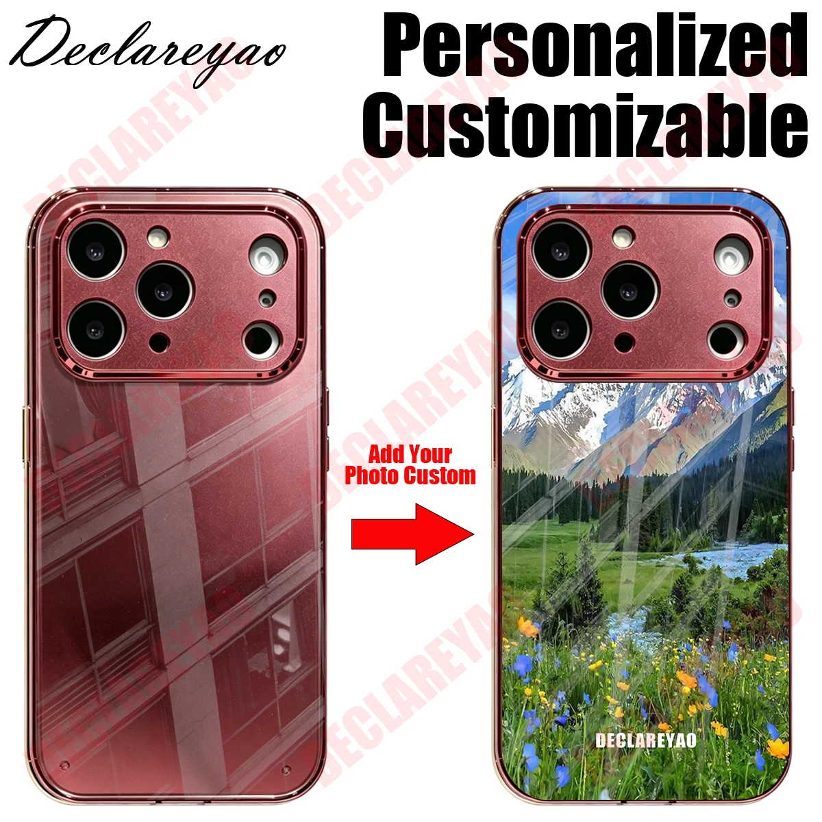 DECLAREYAO Custom Glass Case For iPhone 17 Air 16 16e 15 14 Plus 13 12 11 Pro Max X Xs XR 6 6S 7 8 SE 2020 2022 SE2 SE3 Cover