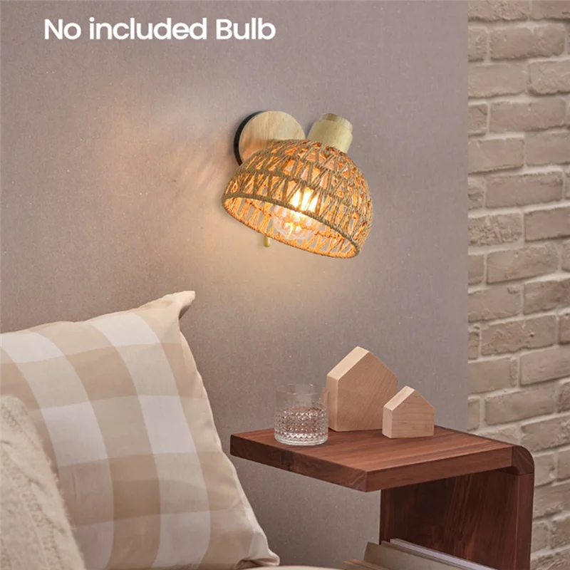 

Promotion! Rattan Wall Sconces Retro Japanese Style Bedside Wall Lamp For Bedroom Living Room Wall Light Zipper Lights
