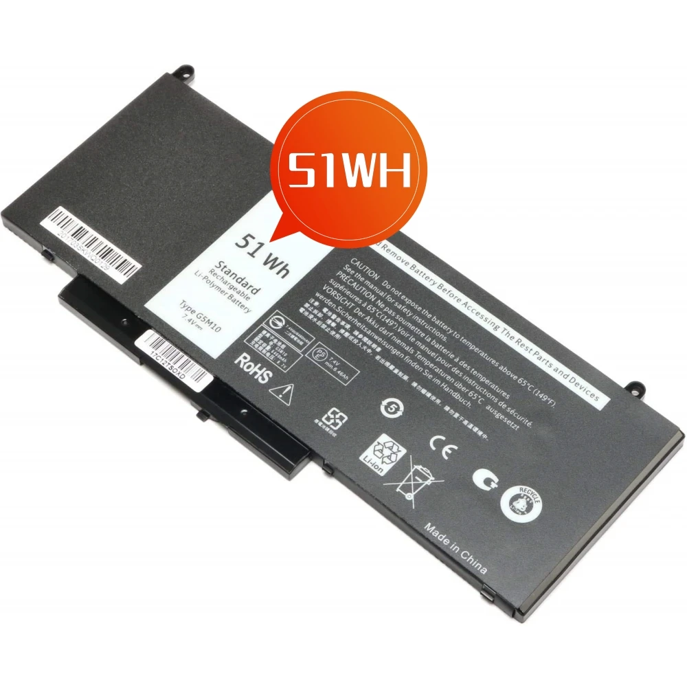 New Genuine G5M10 7.4V 51WH Laptop Battery For DELL Latitude 15.6