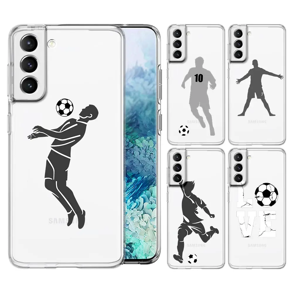 Football Player Soccer Art Phone Case For Samsung Galaxy S22 S21 S20 FE Ultra 5G S10 S10E S9 S8 Plus Note 10 20 Soft Clear Cover