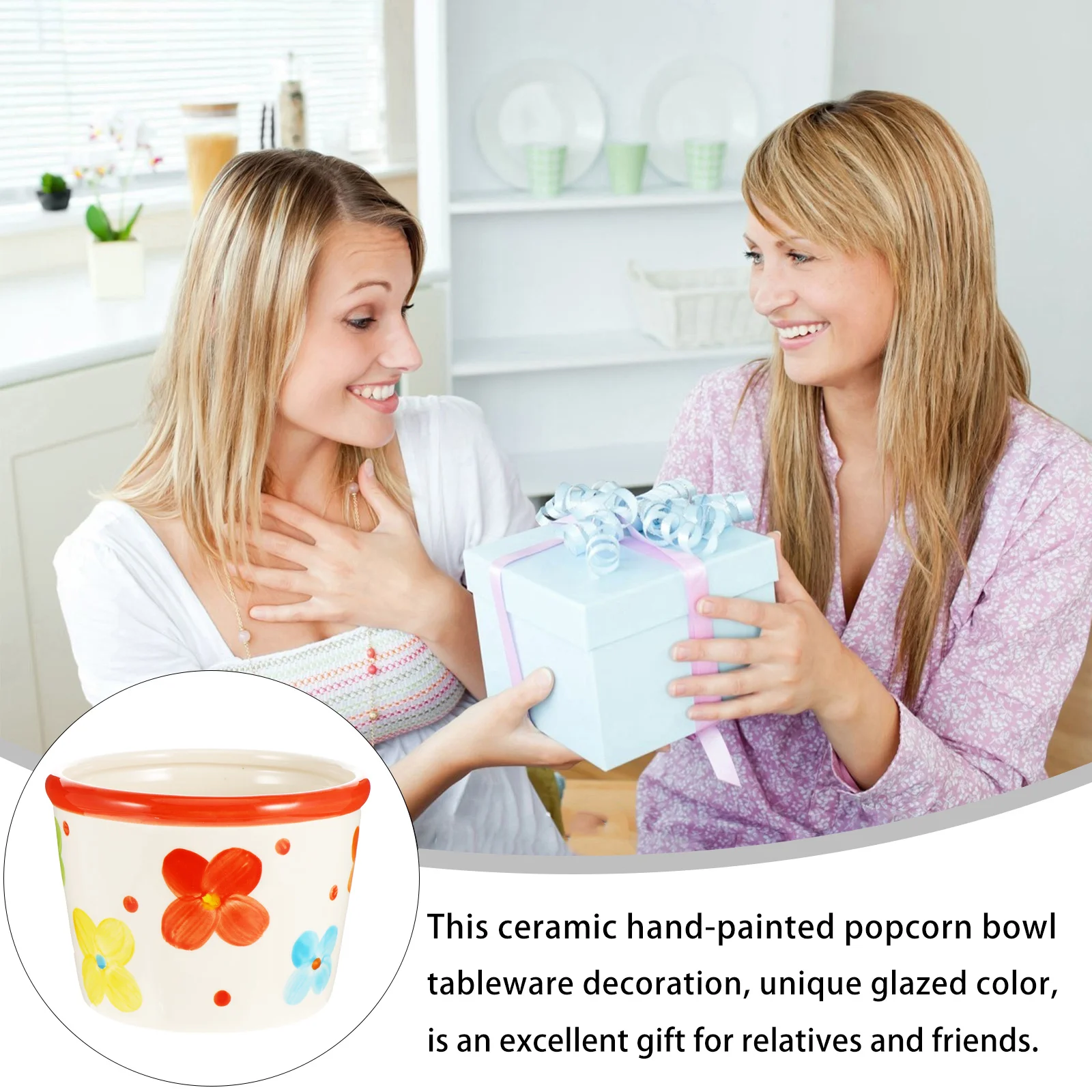 

Ceramic Popcorn Bowl Safe No Odor Practical Household Snack Food Serving Bowl Home Tableware Popcorn Bucket