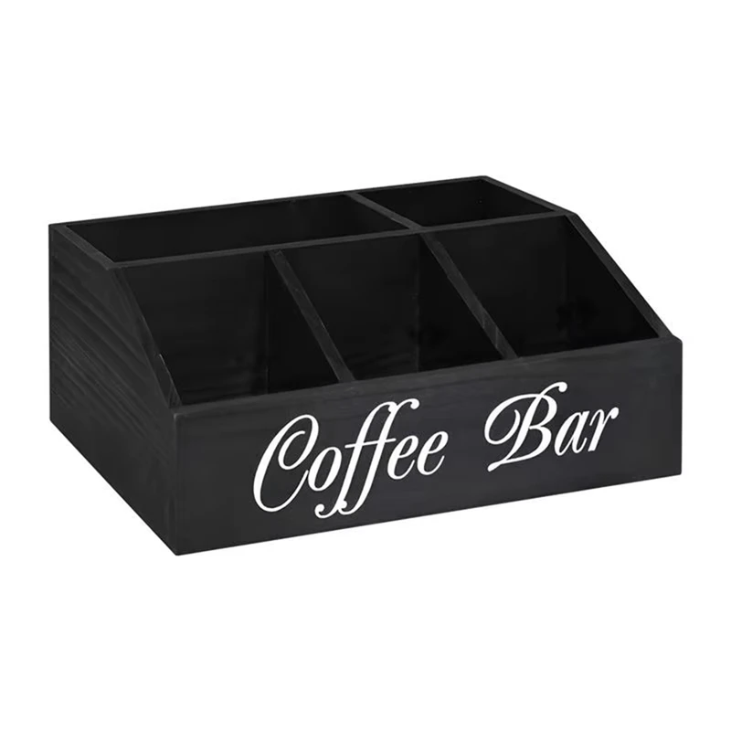 

Coffee Station Counter Organizer Countertop Wooden Basket Holder Wood Coffee Pods Holder Storage Basket For Offices