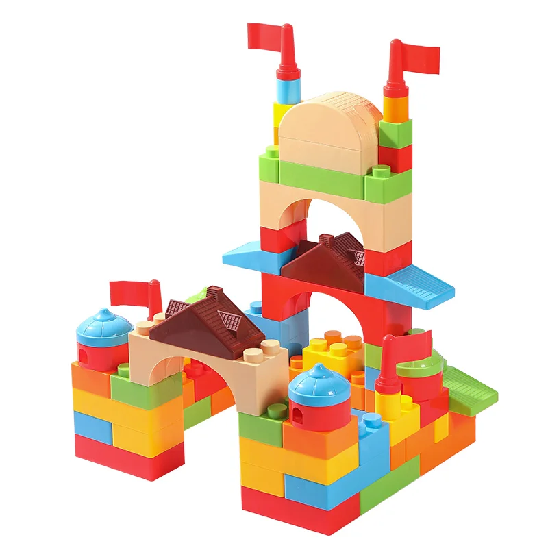 Large Puzzle Toys Children Colorful Houses Castles Plastic Building Blocks Indoor Early Education