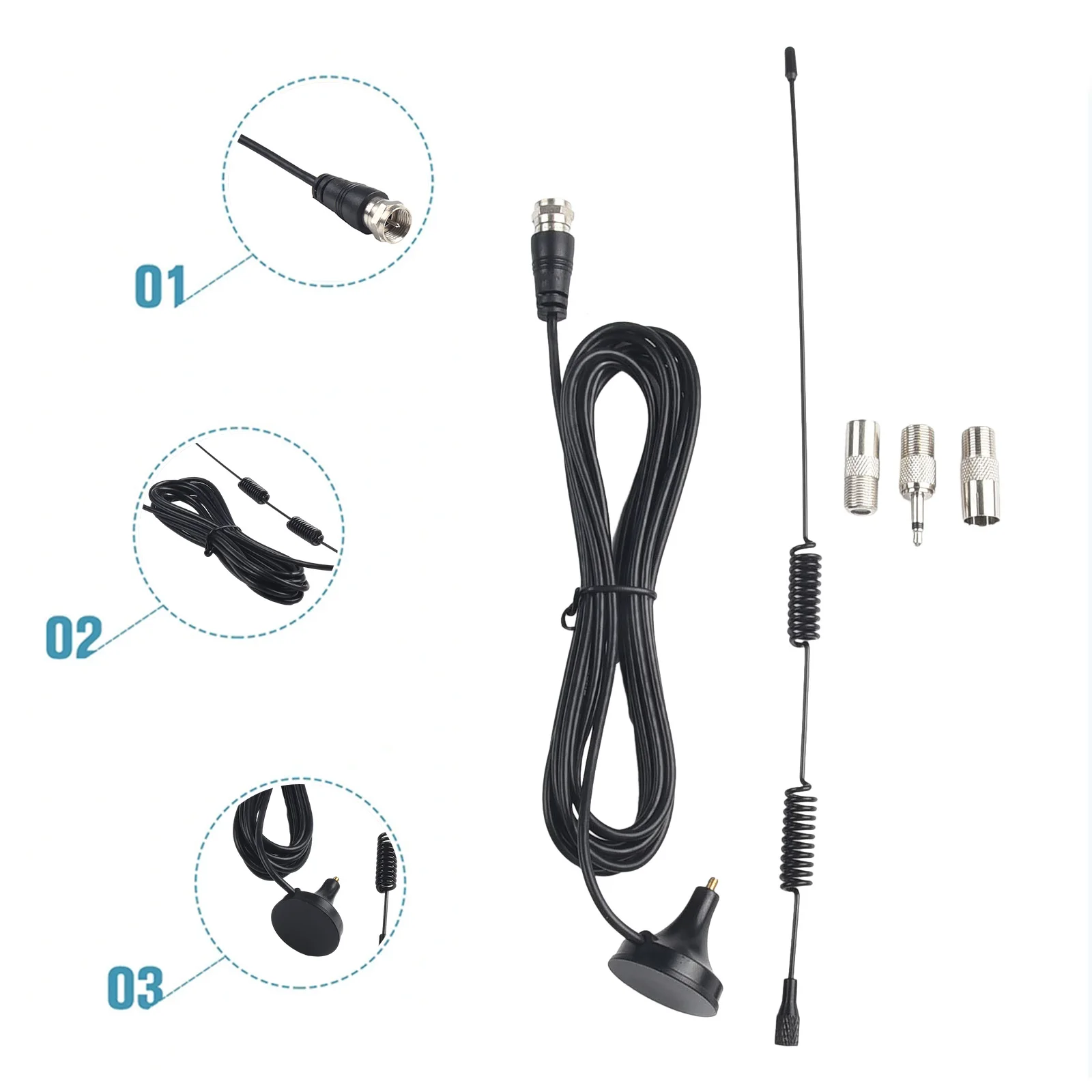 

Magnetic Base Antenna 300cm Cable F Type Male Connector FM Radio For Indoor Digital Audio Brand New High Quality