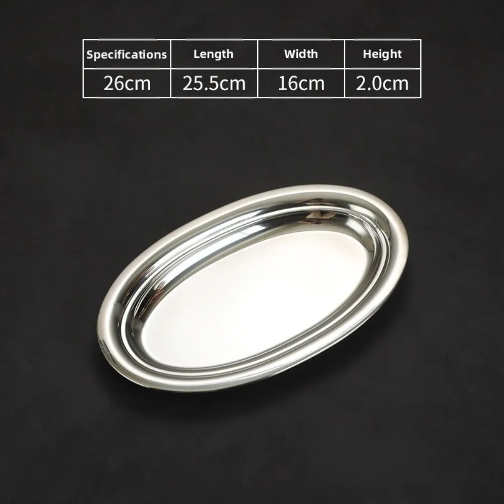 New Korean Style Steamed Fish Plate Stainless Steel Gold Silver Barbecue Plate Flat Surface Oval Shape Dining Plate Kitchen Use