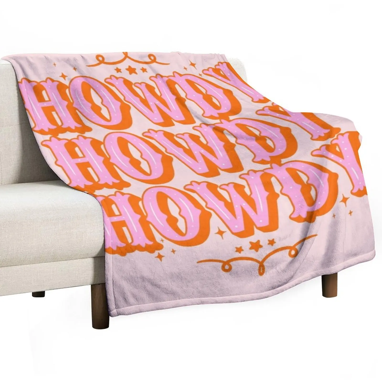 HOWDY HOWDY HOWDY YALL | Simple Type With Minimalist Ornament Space Cowgirl Orange Pink Background Throw Blanket Baby Blankets