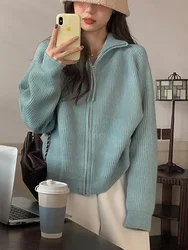 Zippers Sweater Cardigan for Women jacket tricots Coat Knit Outerwears Autumn Winter 2026 Woman Fashion Knitwears Cardigan