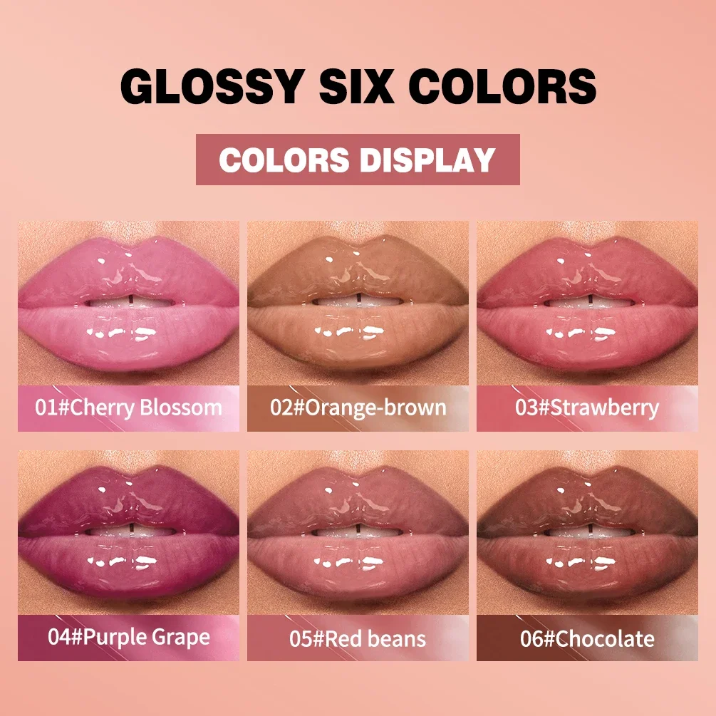 QIBEST Watery Crystal Clear Jelly Lip Oil Lip Balm Moisturizing And Smoothing Lip Lines Pout Lip Gloss Glass Makeup Lip Tint