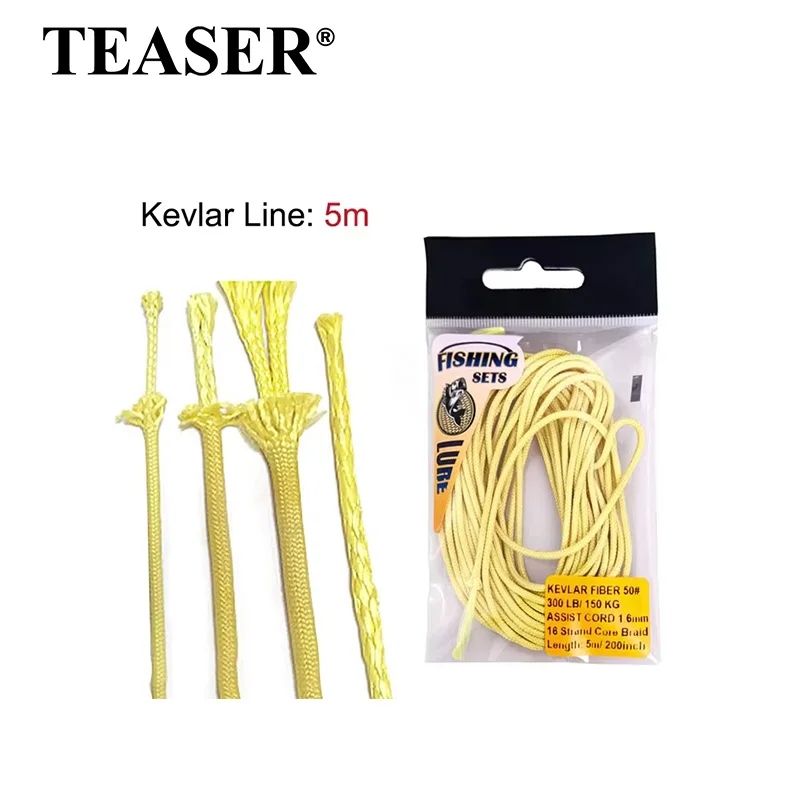 TEASER-sedal de asistencia de núcleo hueco fuerte, cuerda de 70-300LB para encuadernación de barcos, accesorios de anzuelo de Jigging, sedal de pesca de Kevlar trenzado
