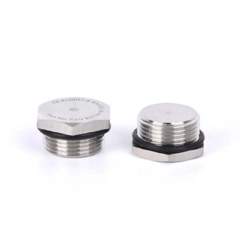 304 Stainless Steel Outer Hexagonal Solid Explosion-Proof Plug M12/14/16/18/20/22/25/27/32 x 1.5 Male Threaded Ring Sealing Plug
