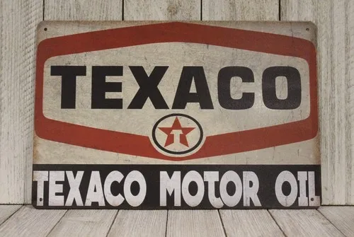 Texaco Gas Stations Tin Metal Sign Motor Oil Vintage Rustic 