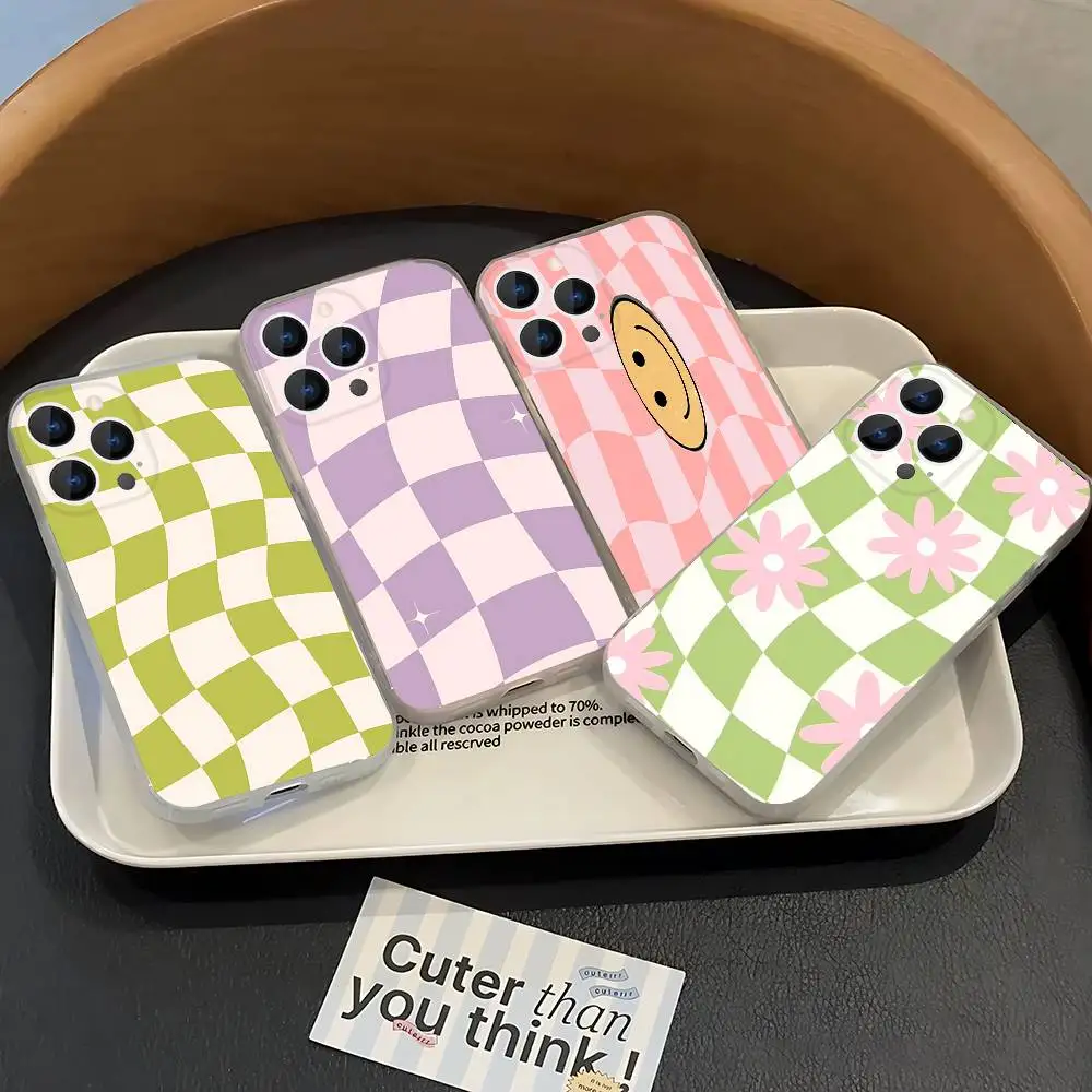 

Wavy Blocks Phone Case For iPhone 17,16,15,14,13,12,11 Pro,Max,Plus,X,XS,XR,SE4,E Mini Transparent Soft Cover