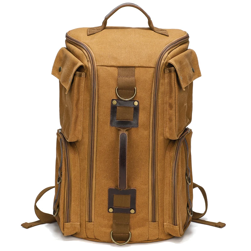 

Men's Vintage Waxed Canvas Backpack Waterproof Large Capacity Carry-On Travel Backpack 16 inch Laptop Bag for Men Women