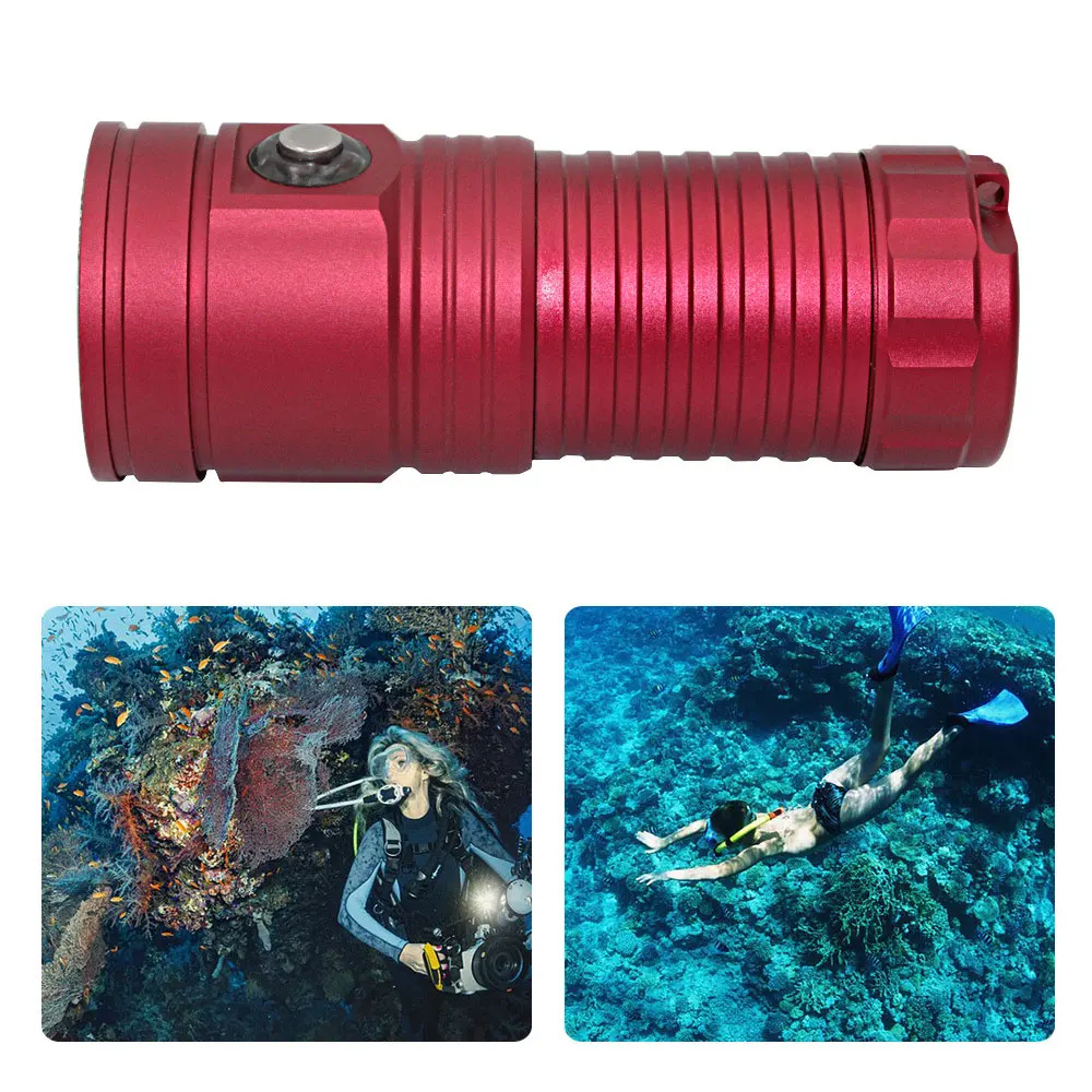 LED Tactical Diving Flashlight Light Torch 10000Lm with 26650 Battery IPX8 Underwater 100M Waterproof Video Camera Lights