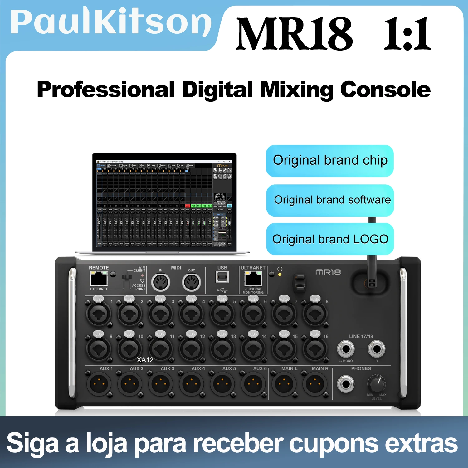 Ari 1:1 MR18/XR18/XR16/MR12/XR12 marca original LOGO profissional digital mixer DJ consola marca original chip composição software original comando DJ mesa consola palco desempenho