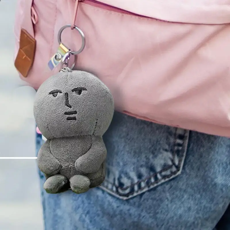 Cute Plush Keychain Gray Plush Keychain Toys Doll Pendant For Kids And Adults Emotional Backpack Accessory Purse Bag Charm