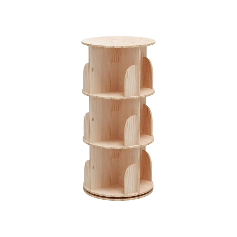 

360-degree Rotating Bamboo MDF Bookshelf Modern Design Eco-Friendly Living Room Floor-standing Storage Rack & Book Display Stand