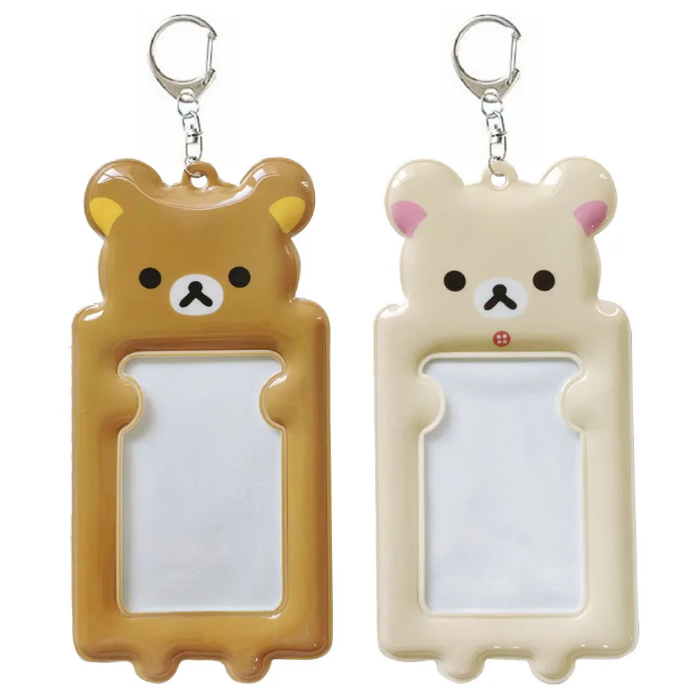 

Cute Rilakkuma Korilakkuma Bear ID Card Holder Case Idol Photo Display Pass Case Bag Keychain Card Cover