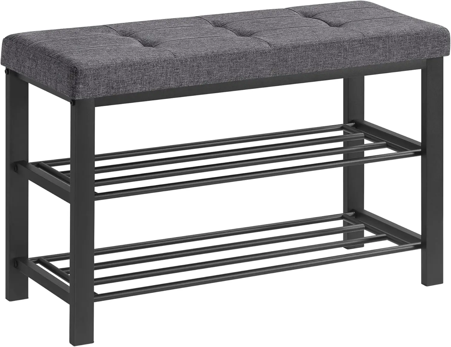 

NEW Shoe Bench, 3-Tier Shoe Rack for Entryway, Storage Organizer with Foam Padded Seat, Linen, Metal Frame, for Living Room