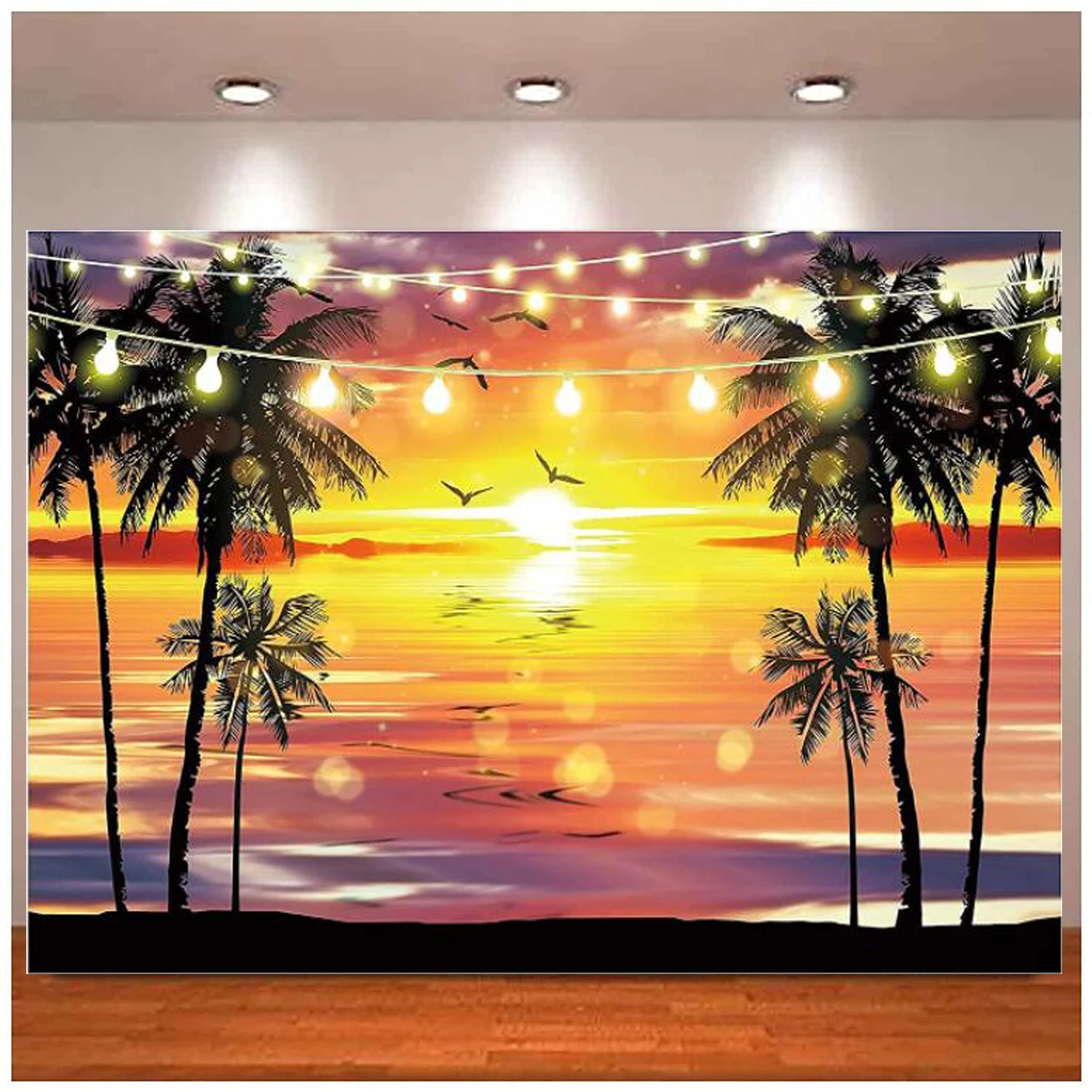 

Hawaiian Beach Sunset Photography Backdrop Tropical Summer Seaside Tree Background Wedding Birthday Party Decoration Supplies