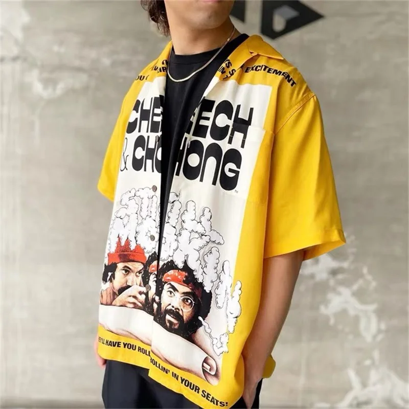 Pdmcms 22ss Sfstill スモーキン チーチ&チョン ハワイアン カジュアル 半袖シャツ メンズ