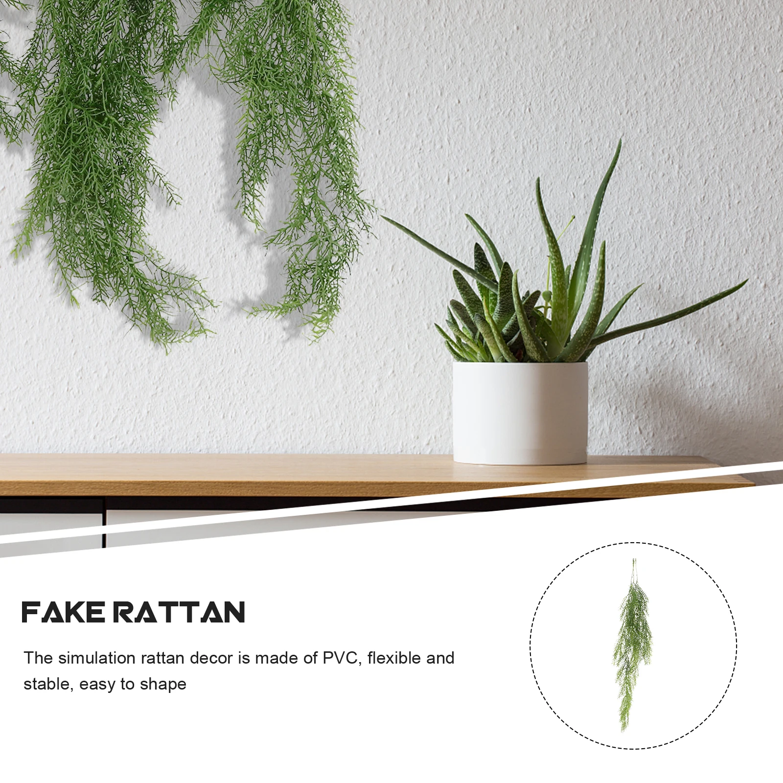

4Pcs Realistic Pine Needle Rattan Artificial Plant Adorn Home Wall Hanging Vine Decorative Simulated Rattan Decor