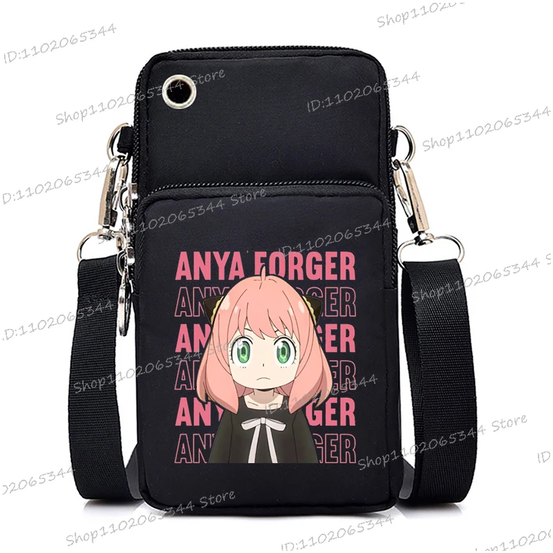 أنيمي جاسوس × الأسرة طباعة حقيبة الهاتف المحمول الصغيرة النساء الرجال الكرتون مضحك الهزلي أنيا مزور الكتف الحقيبة موضة حقائب كروسبودي