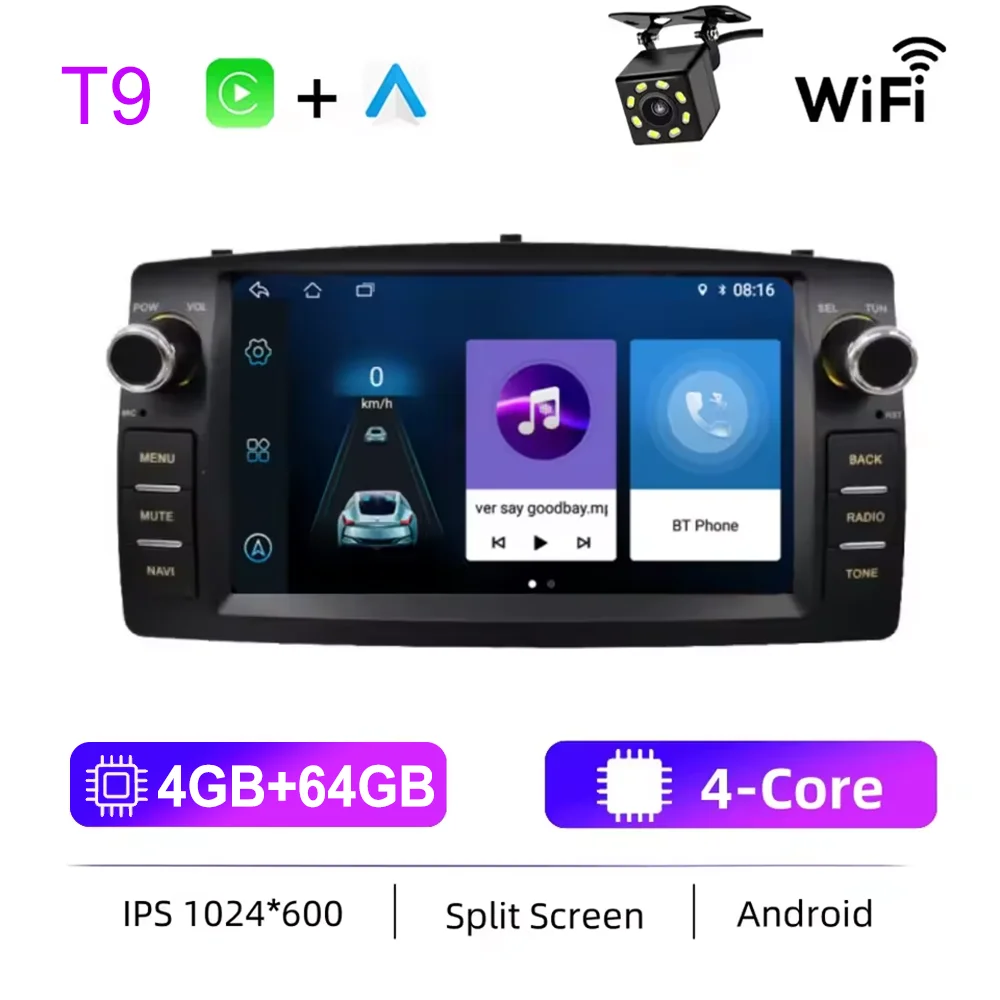 Autoradio Android Voor Toyota Corolla E120 2003-2006 BYD F3 Carplay Multimedia 7 ''Player 2Din Autoaudio Head unit Navigatie GPS