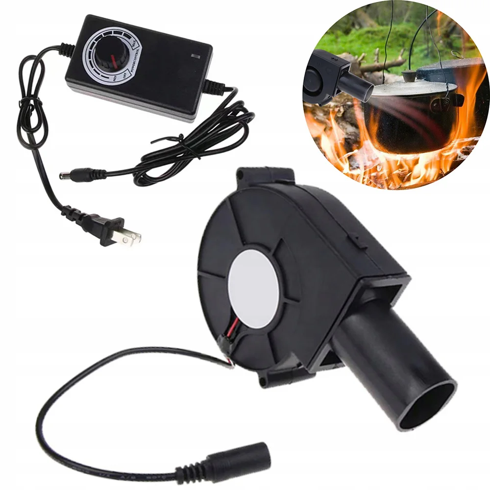 Nouveau ventilateur de barbecue portatif, souffleur d'air pour barbecue, vitesse réglable, outil de cuisson pour barbecue avec contrôleur de vitesse pour le camping en plein air
