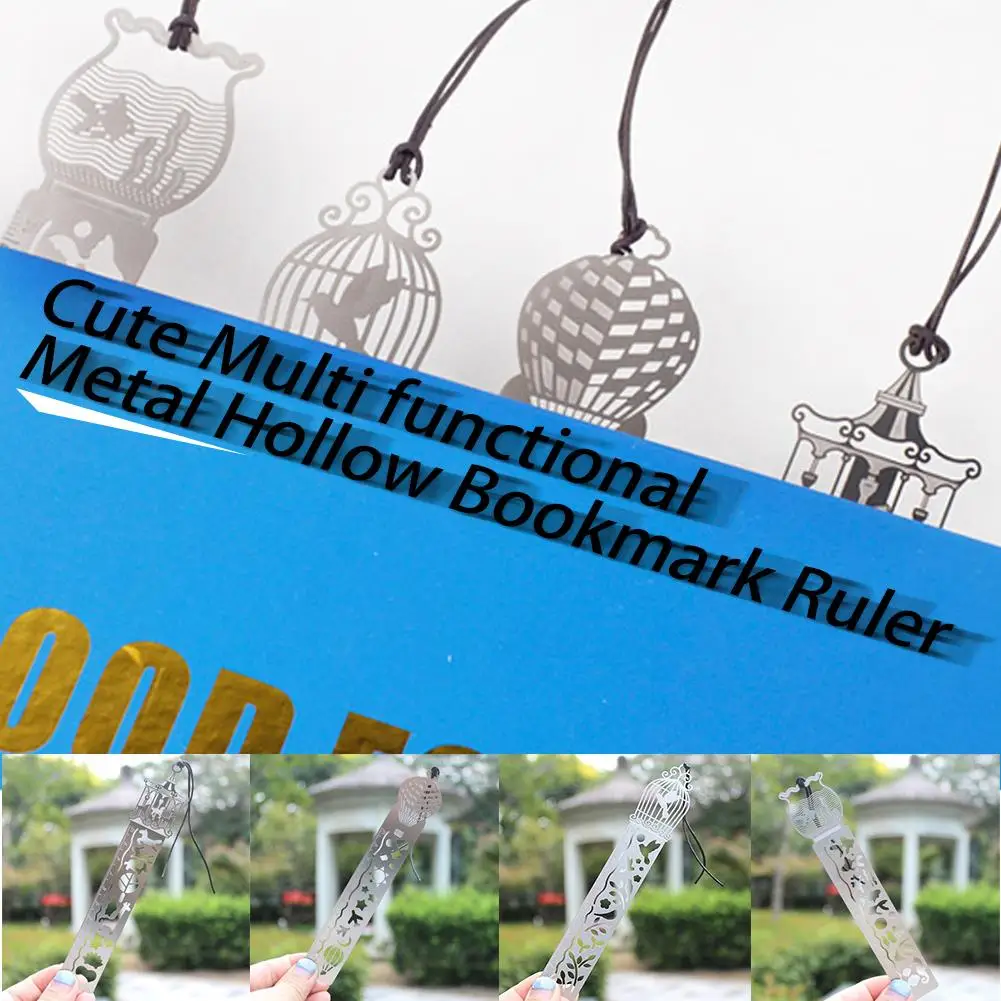 Cute Multifunctional Metal Hollow Bookmark Ruler Student Stationery Office School Supplies Accessories Gift For Kids R3T3