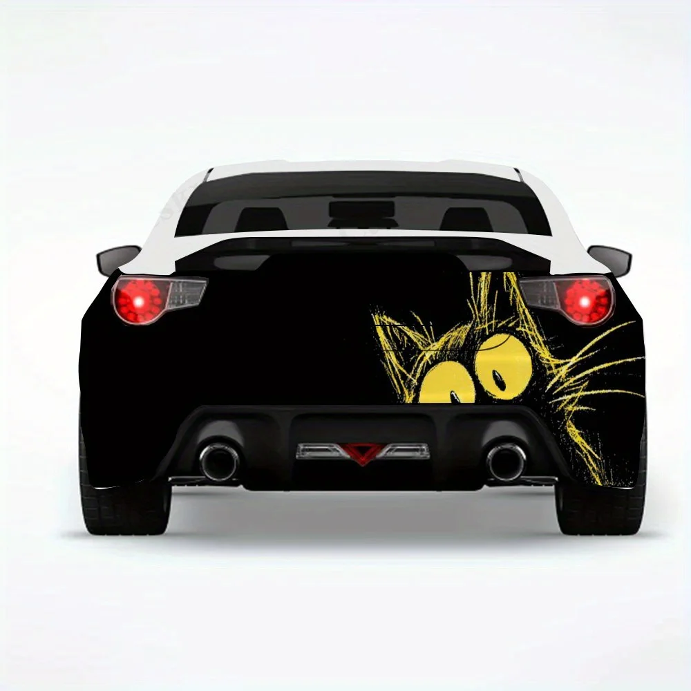Cute Peeking Cat Graphic ,Vinyl Decal for Car Rear, Waterproof Self-Adhesive Vinyl Stickers for Vehicle Tail and Bumper, Decorat