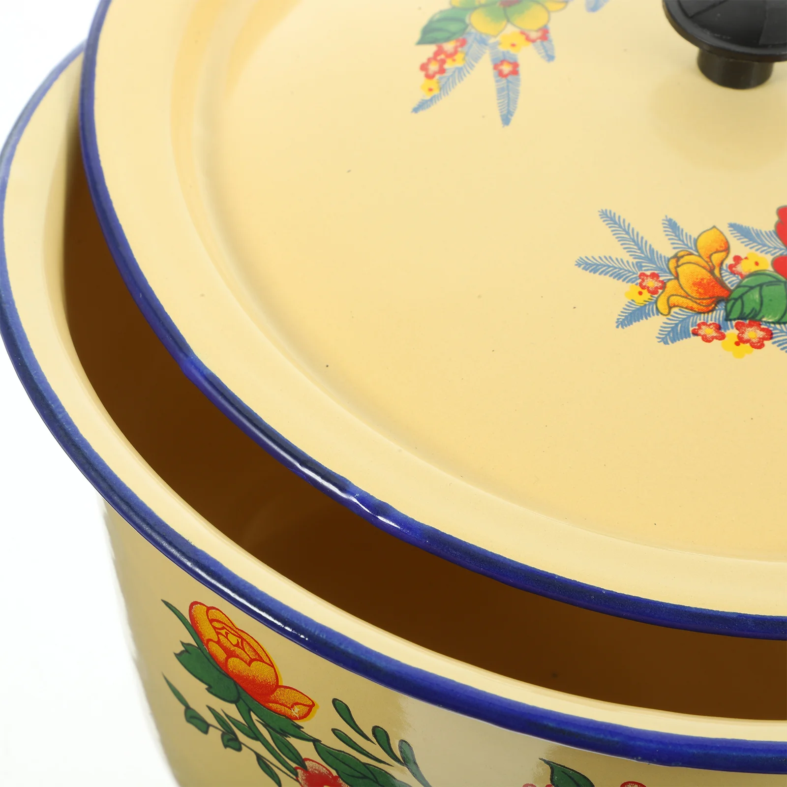 Vintage Emaille Waschbecken Retro Stil Schüssel mit Deckel für Küche Handwaschen kaltes Fleisch Lagerung Haushalt Topf Suppenbecken