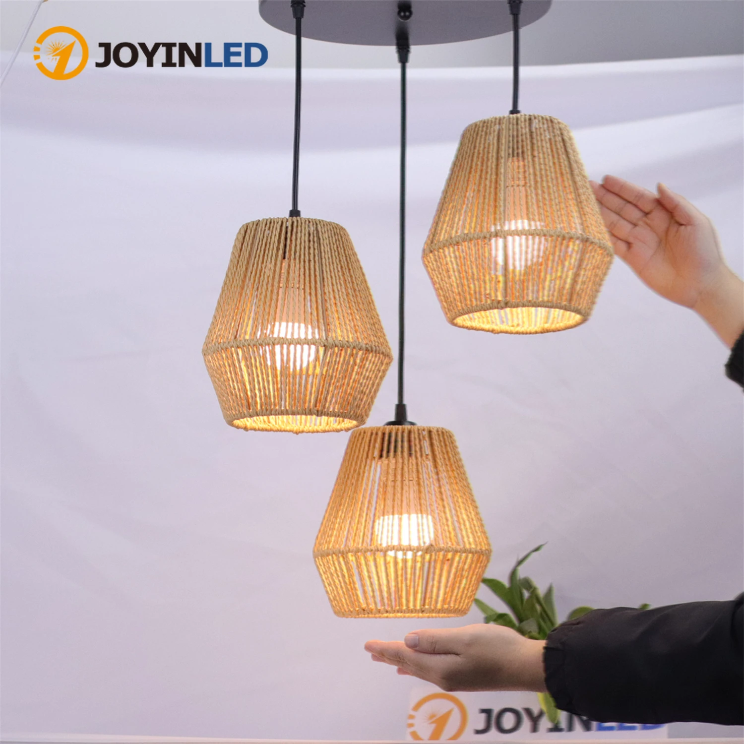 

Потолочные светильники JOYINLED: плетеные подвесные лампы в стиле рустик, регулируемые светильники-корзины из ротанга, подвесные светильники в стиле бохо, интерьерные лампы