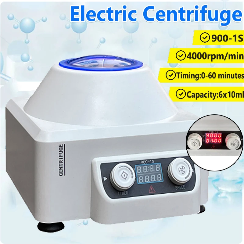 110/220/230V 30W Electric Centrifuge 900-1S 4000RPM Speed Adjustable Laboratory Lab Medical Practice Desktop Centrifuge Machine